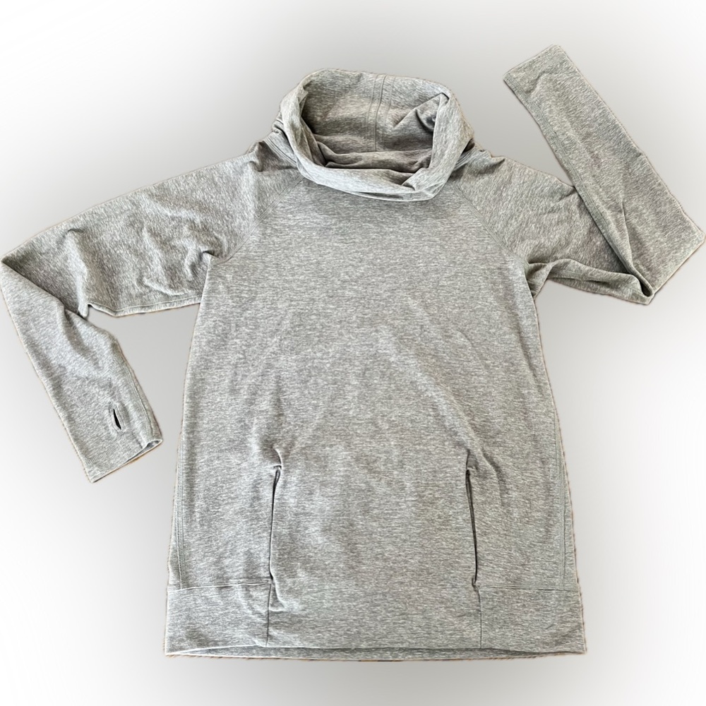 Lululemon Rulu Make a Move Cowl Neck Long Sleeve Pullover Battleship Gray Sz 10